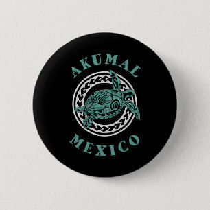 Badge Rond 5 Cm Tortue de mer de tatouage de la tribu Akumal Meco