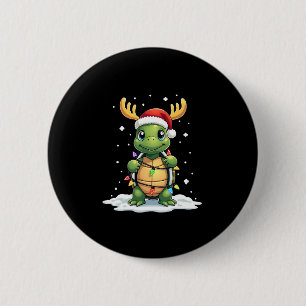 Badge Rond 5 Cm Tortue de mer Père Noël Lumières de Noël Xmas mign