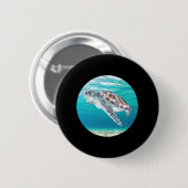 Badge Rond 5 Cm Tortue de mer verte (Devant & derrière)