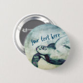 Badge Rond 5 Cm Tortue de mer verte | Broche bouton (Devant & derrière)