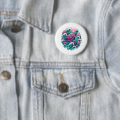 Badge Rond 5 Cm Tortue d'été rétro (En situation)