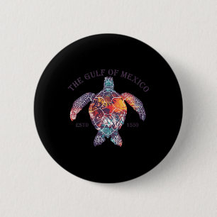 Badge Rond 5 Cm Tortue Du Golfe Du Mexique Vintage Drôle À col V