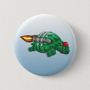 Badge Rond 5 Cm Tortue Fusée