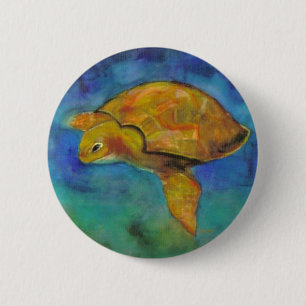 Badge Rond 5 Cm Tortue marine par Paula Atwell