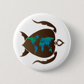 Badge Rond 5 Cm Tortue-monde
