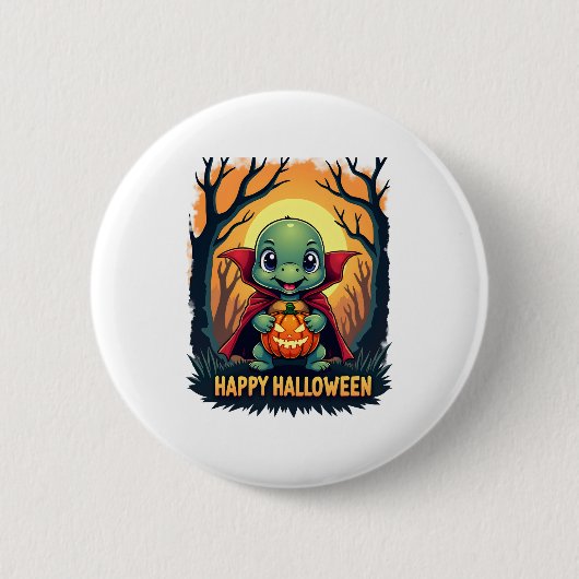 Badge Rond 5 Cm Tortue Tortue Boo Vampire Tricot Ou Traiter Hallow (Devant)