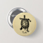 Badge Rond 5 Cm TORTUE vintage (Devant & derrière)