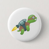 Badge Rond 5 Cm Tortue volante avec un Jetpack (Devant)