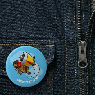 Badge Rond 5 Cm Tortue volante Daredevil avec un pack de jet dessi