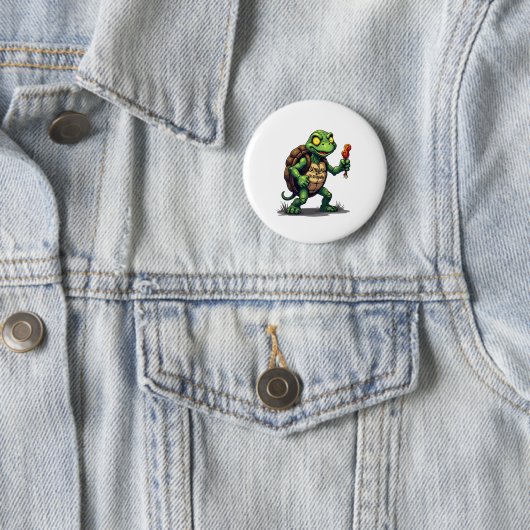 Badge Rond 5 Cm Tortue zombie (En situation)
