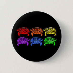 Badge Rond 5 Cm Tortues arc-en-ciel