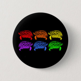 Badge Rond 5 Cm Tortues arc-en-ciel