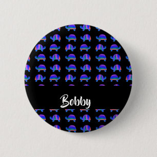 Badge Rond 5 Cm Tortues bleues