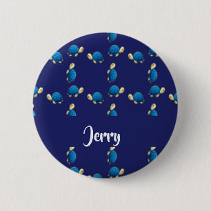 Badge Rond 5 Cm tortues bleues