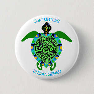 Badge Rond 5 Cm TORTUES de mer cool - Graphique animal en voie de 