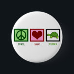Badge Rond 5 Cm Tortues de paix<br><div class="desc">Un signe de paix vert,  un coeur et une adorable tortue.</div>