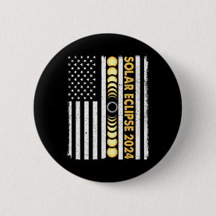 Badge Rond 5 Cm Total Éclipse Solaire 2024 Phases Totalité Amériqu