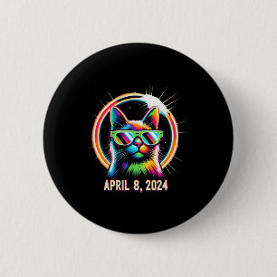 Badge Rond 5 Cm Total Éclipse Solaire Avril 08 2024 Cool Chat Sola