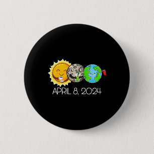 Badge Rond 5 Cm Total Éclipse Solaire Avril 8 2024 Lune Astronomie