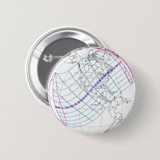 Badge Rond 5 Cm Total Solaire Eclipse 2024 Global Path (Devant & derrière)