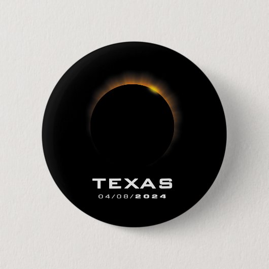 Badge Rond 5 Cm Total Solaire Eclipse 2024 Texas (Devant)