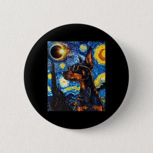 Badge Rond 5 Cm Total Solaire Eclipse Doberman Chien