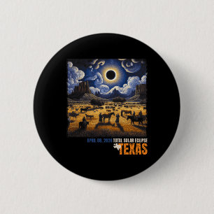Badge Rond 5 Cm Total Solaire Eclipse Rétro 8 avril 2024 Astronomi