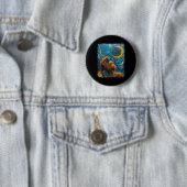 Badge Rond 5 Cm Total Solaire Eclipse Van Gogh Starry Art de nuit  (En situation)