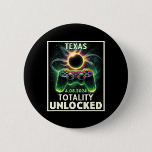 Badge Rond 5 Cm Total Solar Eclipse 2024 Texas Video Game Gamer