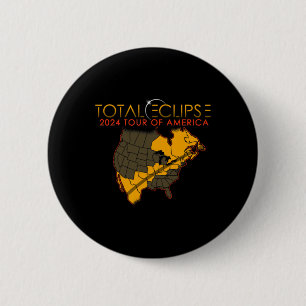 Badge Rond 5 Cm Total Solar Eclipse 2024 Tour Of America 04.08.24