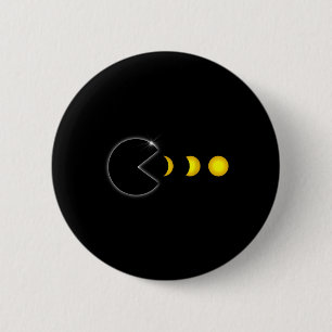 Badge Rond 5 Cm Total Solar Eclipse Amusant Joueur Manger Solaire