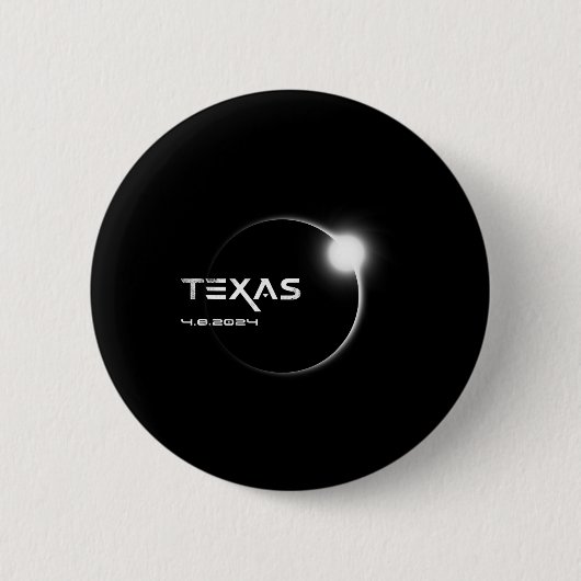 Badge Rond 5 Cm Total Texas 4.08.2024 Total Solar Eclipse 2024 (Devant)