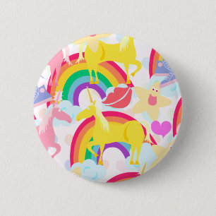 Badge Rond 5 Cm Totalement explosion d'arc-en-ciel de licorne