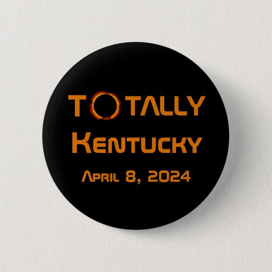 Badge Rond 5 Cm Totalement Kentucky 2024 Éclipse solaire (Devant)