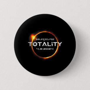 Badge Rond 5 Cm Totalité 4.08.2024 Total Éclipse Solaire 2024