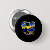 Badge Rond 5 Cm Totalité Solaire Eclipse 2024 Starry Night Van Gog (Devant & derrière)