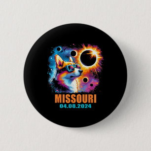 Badge Rond 5 Cm Totalité Total Solaire Eclipse 2024 Missouri Corgi