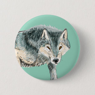 Badge Rond 5 Cm Totem polaire wolf