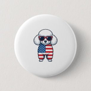Badge Rond 5 Cm Toto patriotique avec lunettes de soleil Design ve