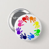 Badge Rond 5 Cm Touche "IMPRESSION" de main d'arc-en-ciel (Devant & derrière)