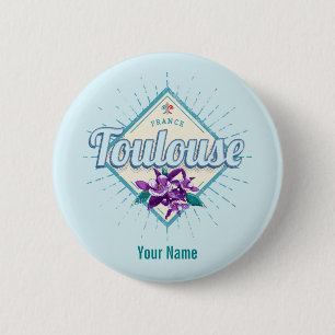 Badge Rond 5 Cm Toulouse City France Retro Violets Vintage Souveni