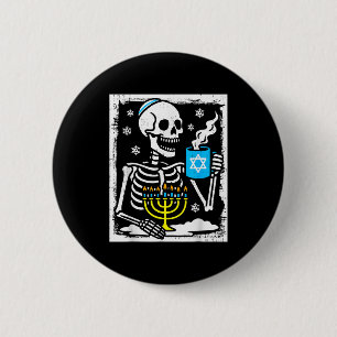Badge Rond 5 Cm Toupie à café squelette de Hanouka Menorah juive C