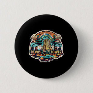 Badge Rond 5 Cm Tour de Diable Wyoming Monument National Rétro Vin