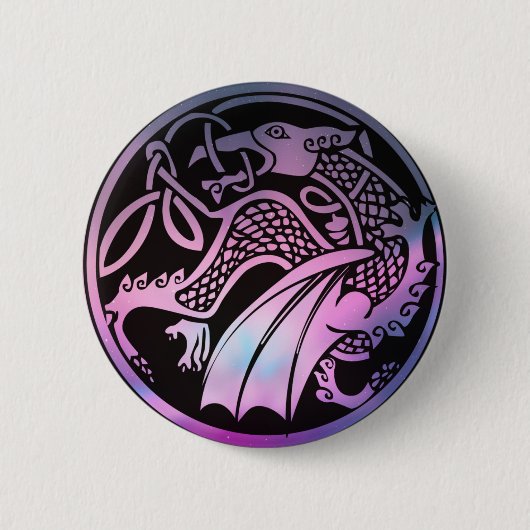 Badge Rond 5 Cm Tour de dragon celtique (Devant)
