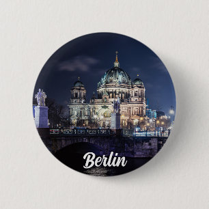 Badge Rond 5 Cm Tour de télévision et Cathédrale de Berlin à Berli