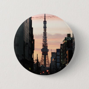 Badge Rond 5 Cm Tour de Tokyo Sunrise 東 京 タ ワ ー 出 日 の