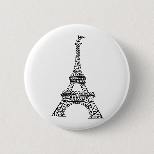 Badge Rond 5 Cm Tour Eiffel (Devant)