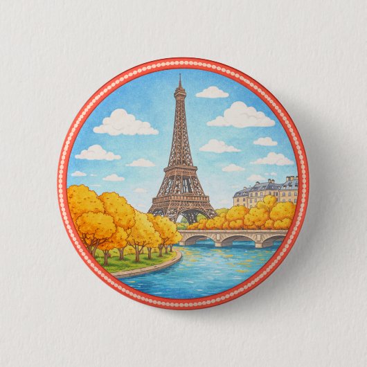 Badge Rond 5 Cm Tour Eiffel de Paris (Devant)