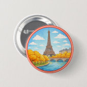 Badge Rond 5 Cm Tour Eiffel de Paris (Devant & derrière)