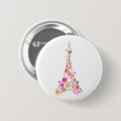 Badge Rond 5 Cm Tour Eiffel floral (Devant & derrière)